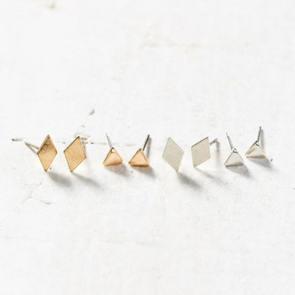 4/$25 Urban Outfitters Metal Shapes Post Earring Set